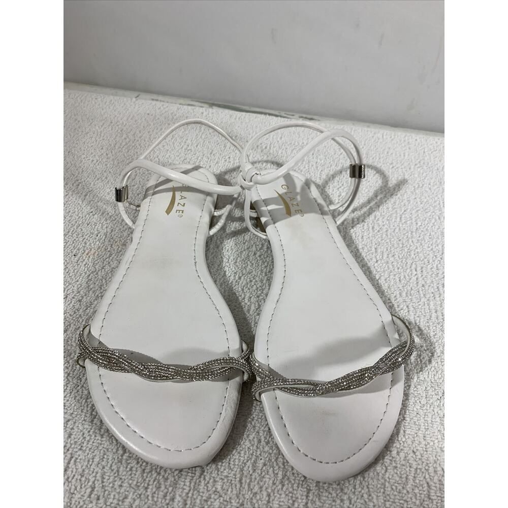 Glaze White Rhinestone Sandals NWOT Women’s 7